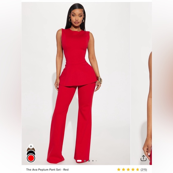 Fashion Nova Pants - The Ava Peplum Pant Set - Red brand new with tags never worn